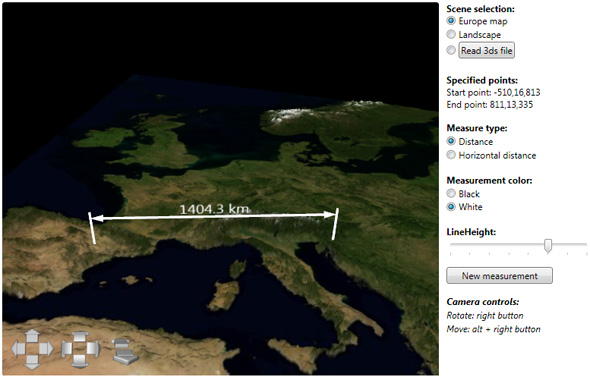 Ab3d.PowerToys 3D distance measurement sample